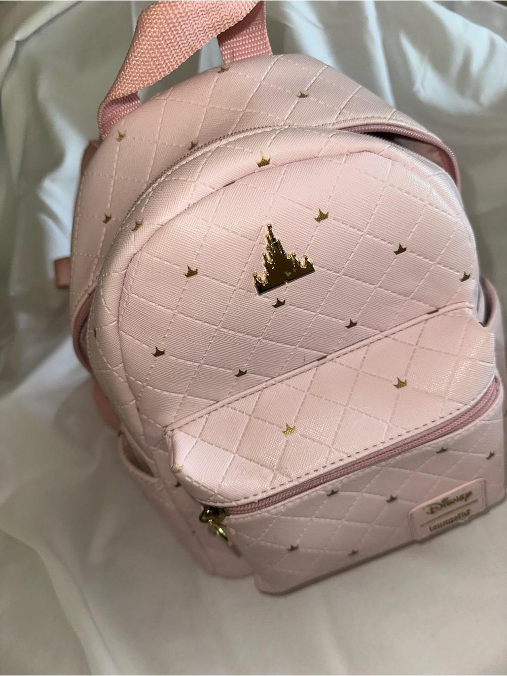 Disney Loungefly Pink Castle Crown Mini Backpack